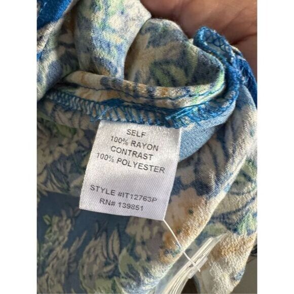 NEW ODDY blue floral crochet button front flowy tunic top sz 3X boho cottage lac - Picture 9 of 11